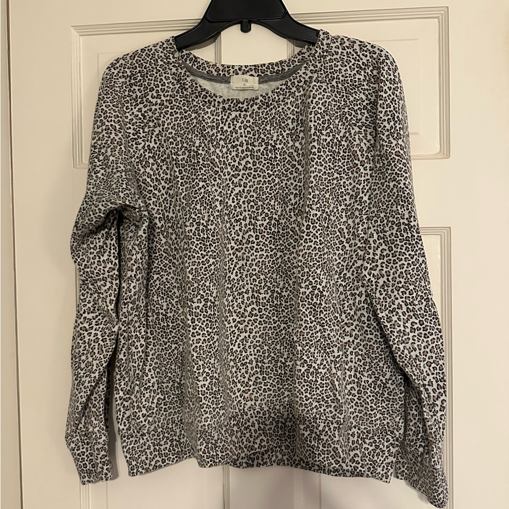 Anthropologie Leopard Print Crew Neck Sweatshirt